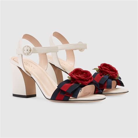 gucci leather mid heel sandal